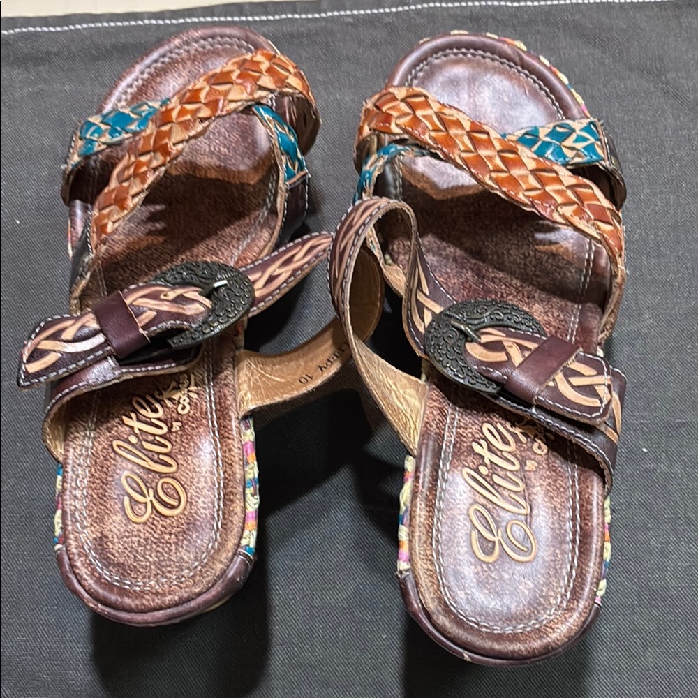 Elite Brown and Multicolor Sandals